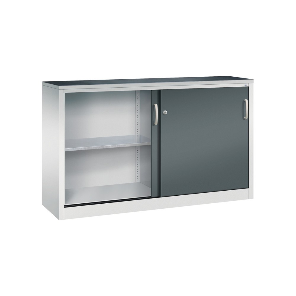 Produktabbildung Nr. 4: Armoire d’appoint d’atelier C+P avec 2 tablettes, H x l x P 1 000 x 1 600 x 400 mm, cloison de séparation, gris clair, gris anthracite