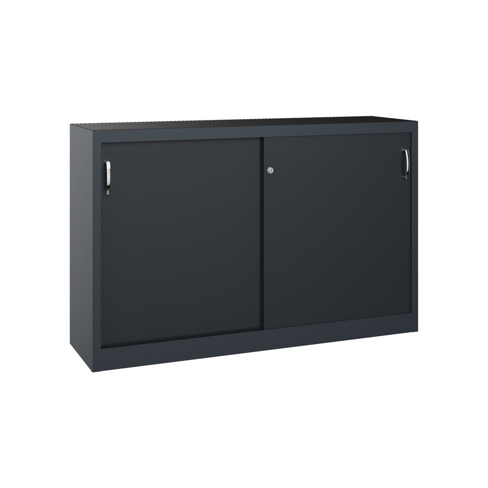 Illustration du produit: Armoire d’appoint d’atelier C+P avec 2 tablettes, H x l x P 1 000 x 1 600 x 400 mm, cloison de séparation, gris anthracite, gris noir