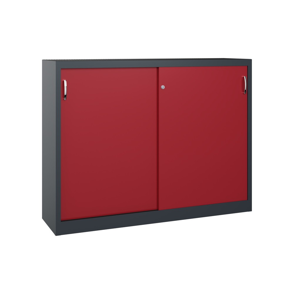 Produktabbildung Nr. 1: Armoire d’appoint d’atelier C+P avec 4 tablettes, H x l x P 1 200 x 1 600 x 400 mm, cloison de séparation, gris anthracite, rouge rubis