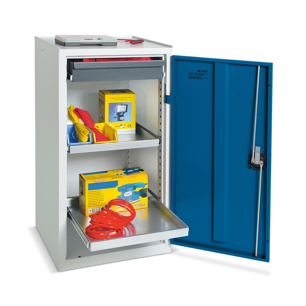 Illustration du produit: Armoire d’appoint d’atelier stumpf® avec 1 tiroir + 2 bacs, H x l x P 1 000 x 500 x 500 mm, gris clair/bleu clair