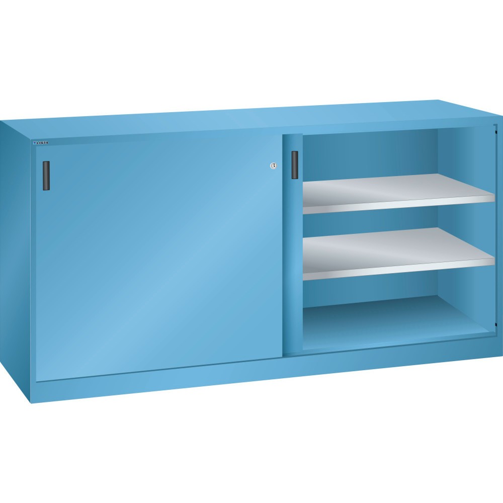 Illustration du produit: Armoire d'appoint LISTA avec portes coulissantes, (lxH) 2 000x1 000 mm, 4 étagères réglables, profondeur 580 mm, bleu clair