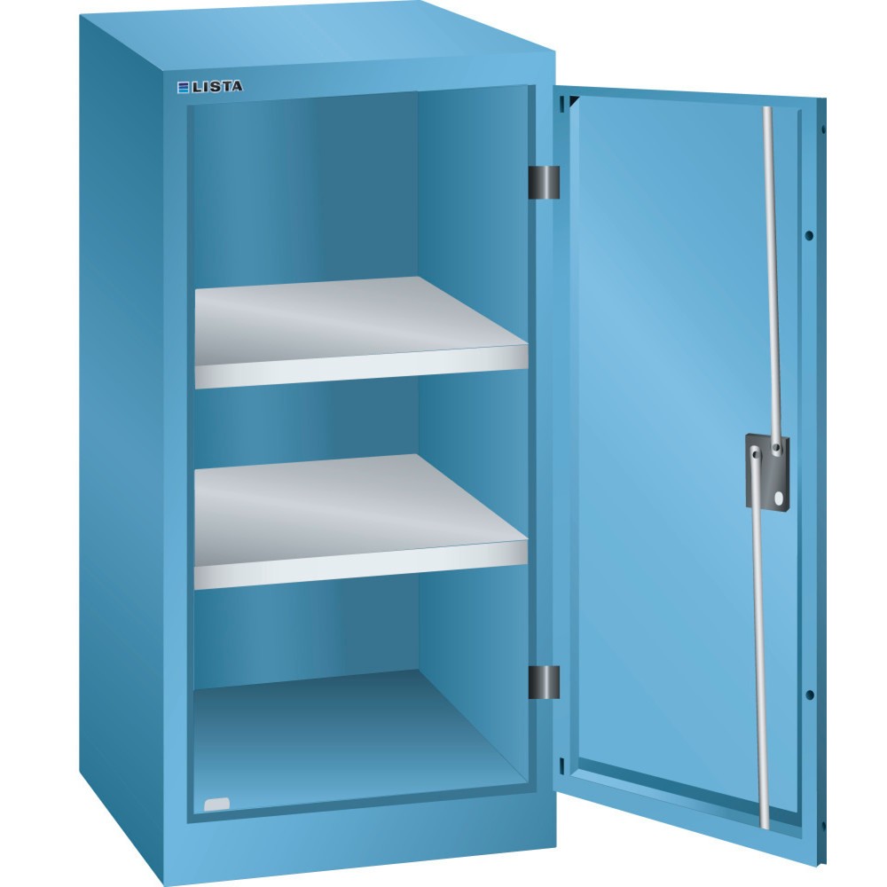 Illustration du produit: Armoire d'appoint LISTA, (lxPxH) 500x500x1 000 mm, 2 étagères réglables, bleu clair, KEY Lock