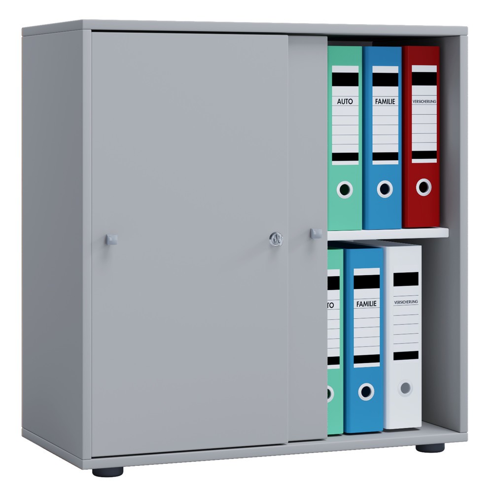 Illustration du produit: Lona Armoire de bureau avec portes coulissantes, 2 compartiments, HxlxP 740 x 700 x 400 mm, gris