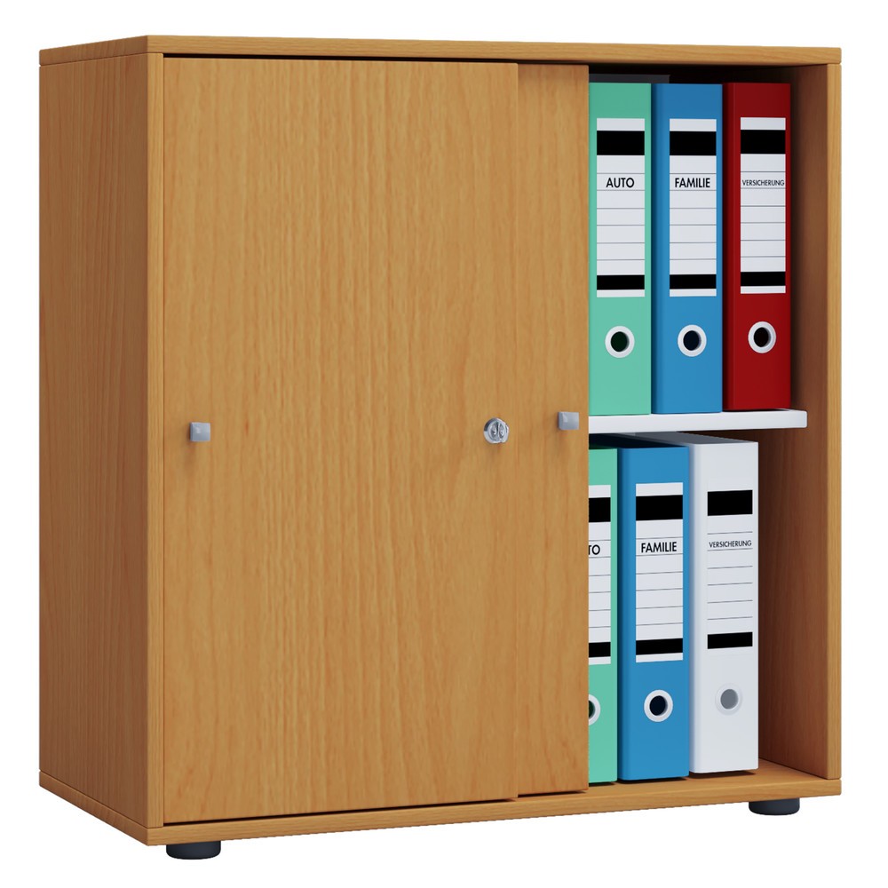 Produktabbildung Nr. 1: Lona Armoire de bureau avec portes coulissantes, 2 compartiments, HxlxP 740 x 700 x 400 mm, hêtre