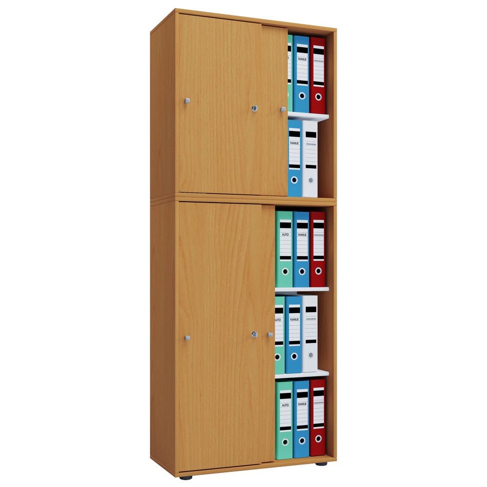 Produktabbildung Nr. 1: Lona Armoire de bureau avec portes coulissantes, 5 compartiments, HxLxP 1,780 x 700 x 400 mm, hêtre