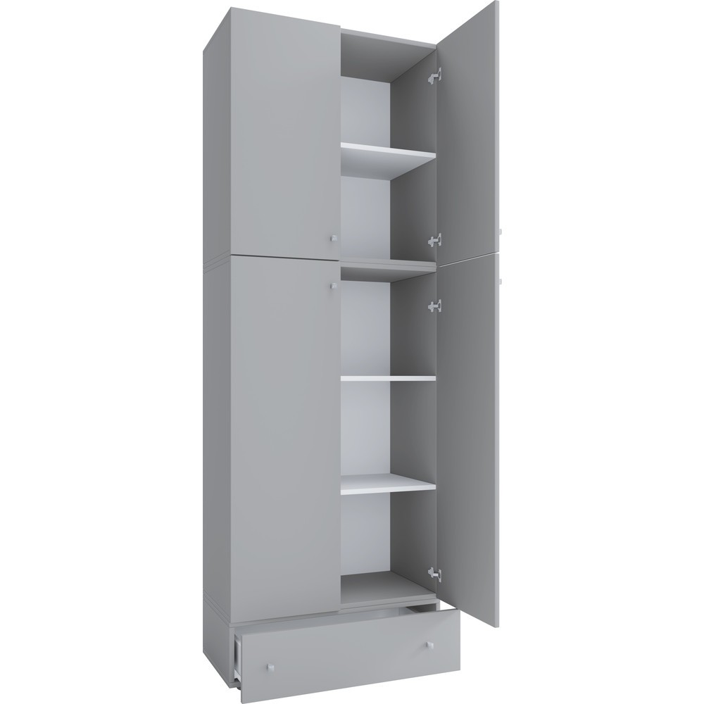 Illustration du produit: Armoire de bureau Lona XXL portes battantes, avec tiroir, gris
