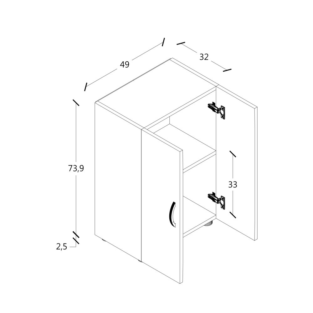 Produktabbildung Nr. 2: Armoire de bureau Ulas 2 compartiments, blanc