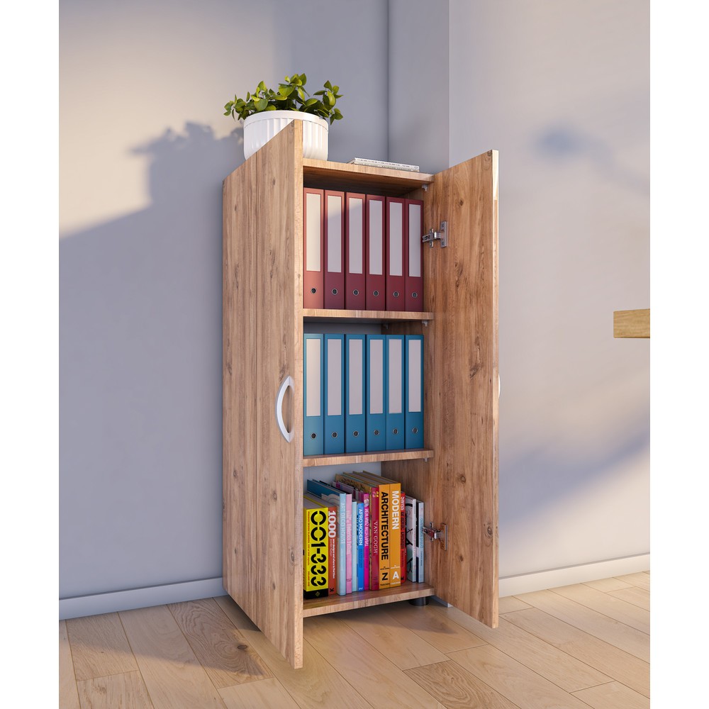 Produktabbildung Nr. 2: Armoire de bureau Ulas 3 compartiments, chêne miel
