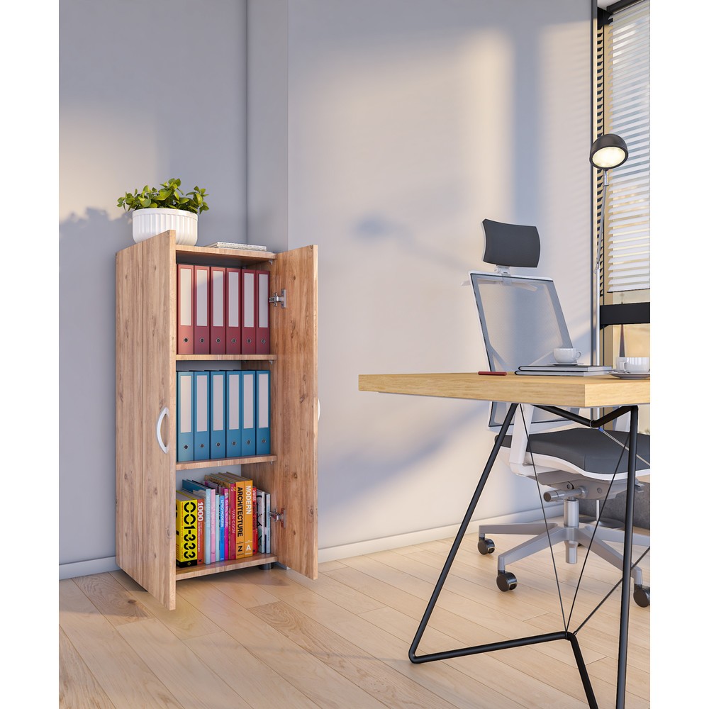 Produktabbildung Nr. 3: Armoire de bureau Ulas 3 compartiments, chêne miel