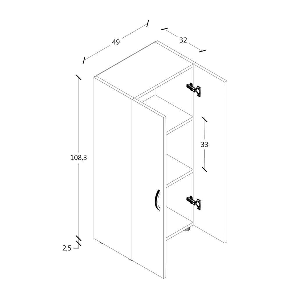 Produktabbildung Nr. 2: Armoire de bureau Ulas 3 compartiments, blanc
