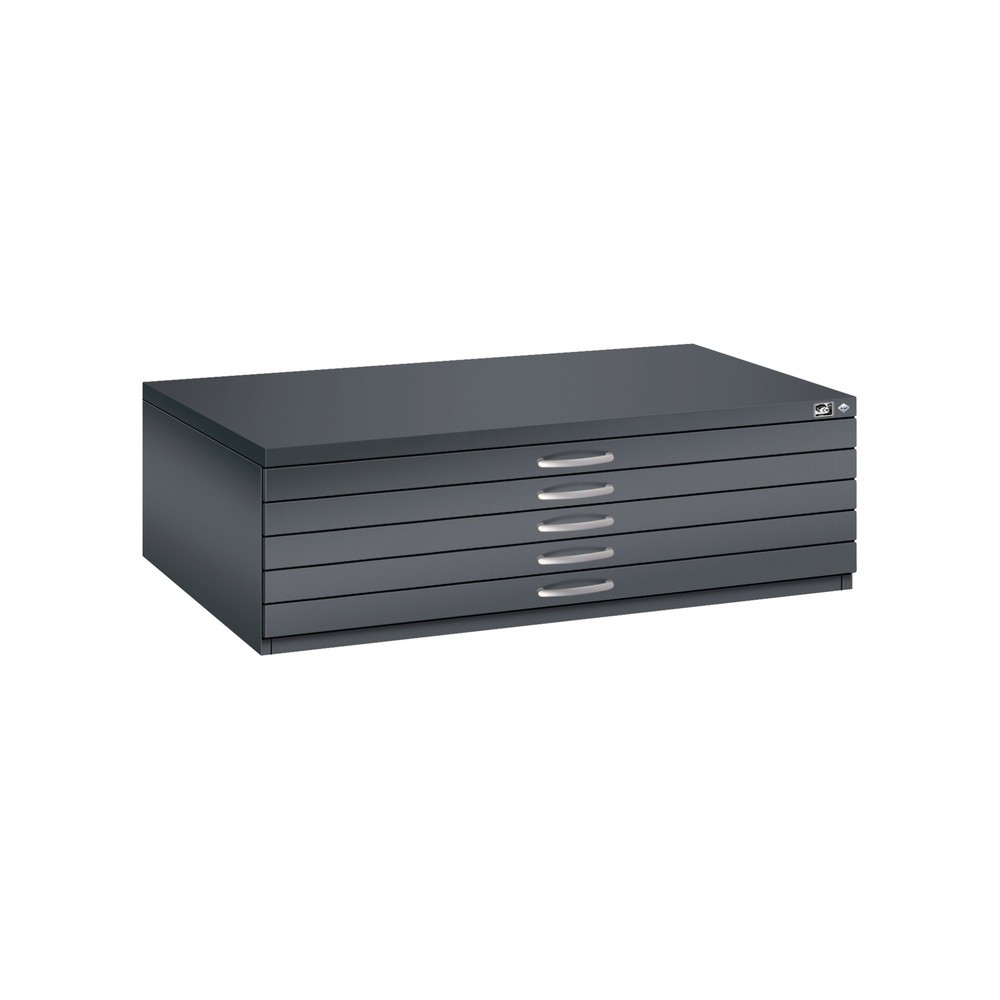 N° de l'image du produit 1 : Armoire de classement à plat C+P, 5 tiroirs DIN A0, gris noir