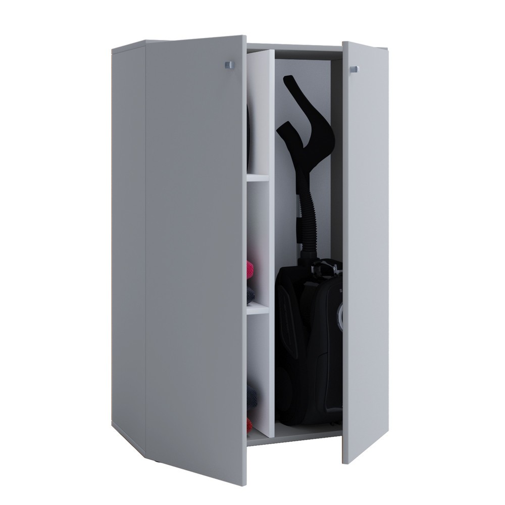 Illustration du produit: Armoire de ménage Lona Mini avec portes, grise