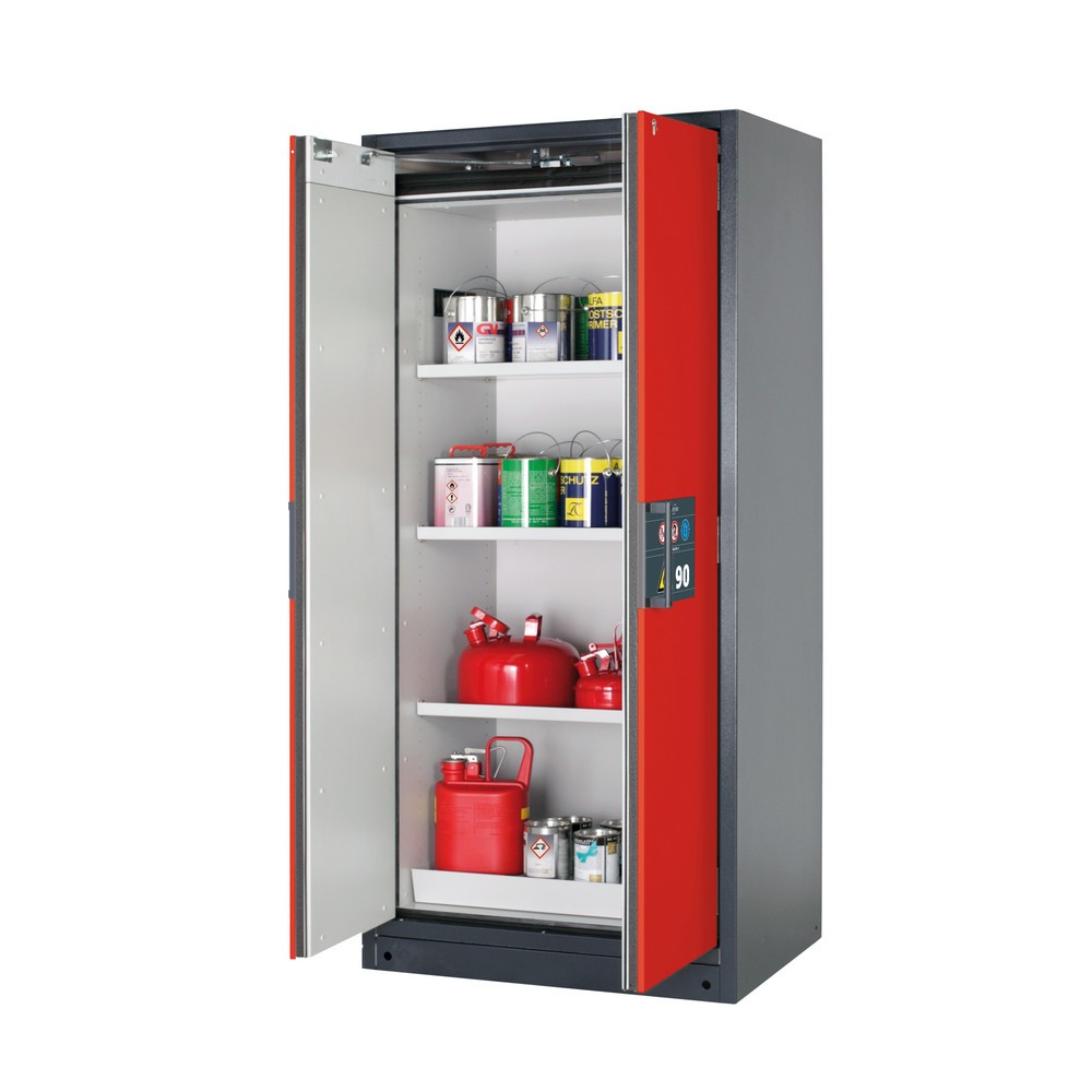 Illustration du produit: Armoire de sécurité asecos® Q-PEGASUS/Type 90, 3 tablettes, HxlxP 1 953 x 893 x 615 mm, rouge signalisation
