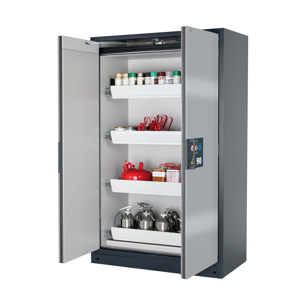 Illustration du produit: Armoire de sécurité asecos® Q-PEGASUS/Type 90, 4 cuves extractibles, HxlxP 1 953 x 1 193 x 615 mm, aluminium blanc