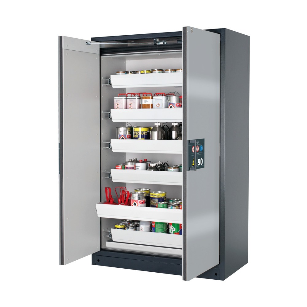 Illustration du produit: Armoire de sécurité asecos® Q-PEGASUS/Type 90, 6 cuves extractibles, HxlxP 1 953 x 1 193 x 615 mm, aluminium blanc