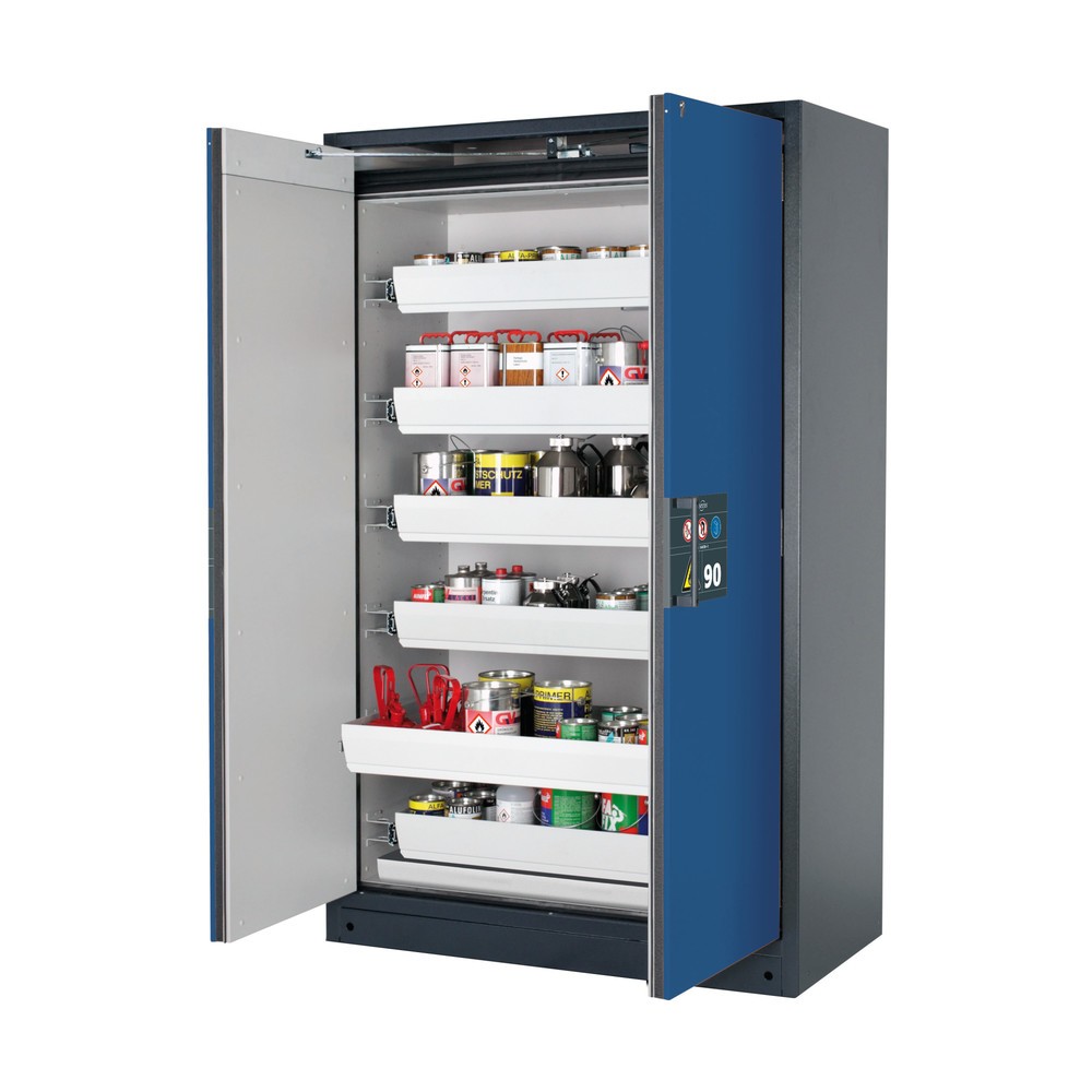 Illustration du produit: Armoire de sécurité asecos® Q-PEGASUS/Type 90, 6 cuves extractibles, HxlxP 1 953 x 1 193 x 615 mm, bleu gentiane