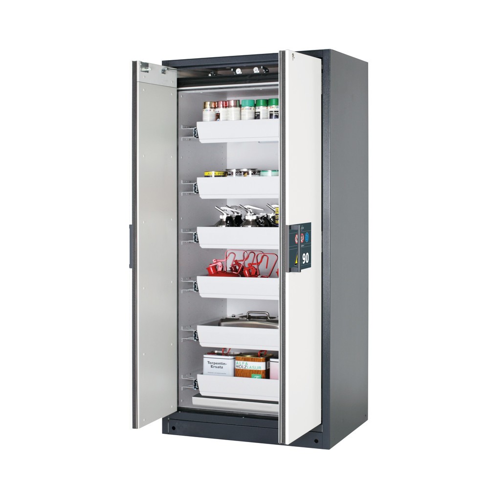 Illustration du produit: Armoire de sécurité asecos® Q-PEGASUS/Type 90, 6 cuves extractibles, HxlxP 1 953 x 893 x 615 mm, blanc pur