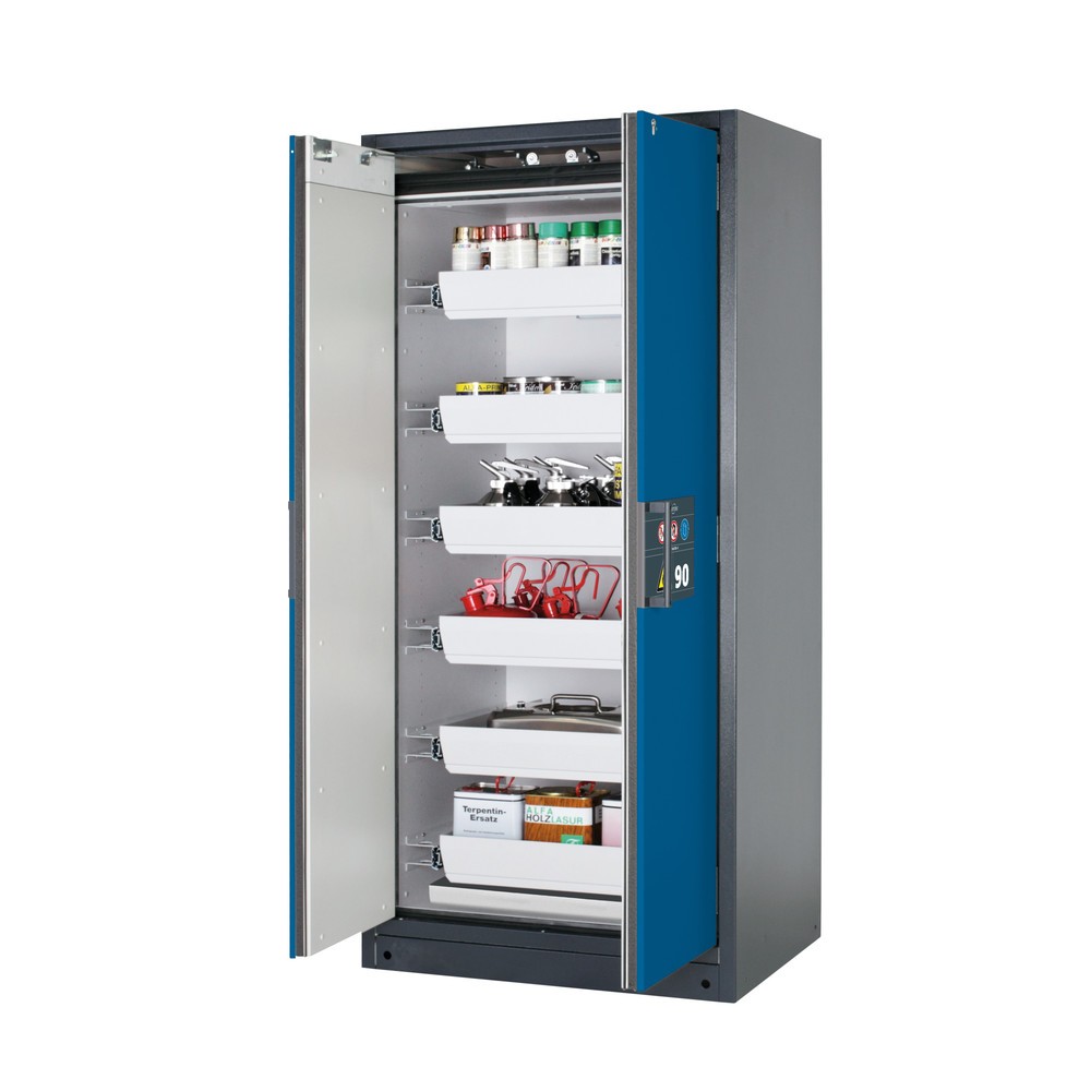 Illustration du produit: Armoire de sécurité asecos® Q-PEGASUS/Type 90, 6 cuves extractibles, HxlxP 1 953 x 893 x 615 mm, bleu gentiane