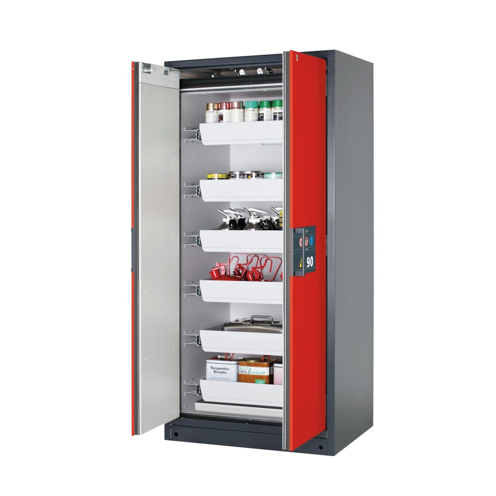 Illustration du produit: Armoire de sécurité asecos® Q-PEGASUS/Type 90, 6 cuves extractibles, HxlxP 1 953 x 893 x 615 mm, rouge signalisation