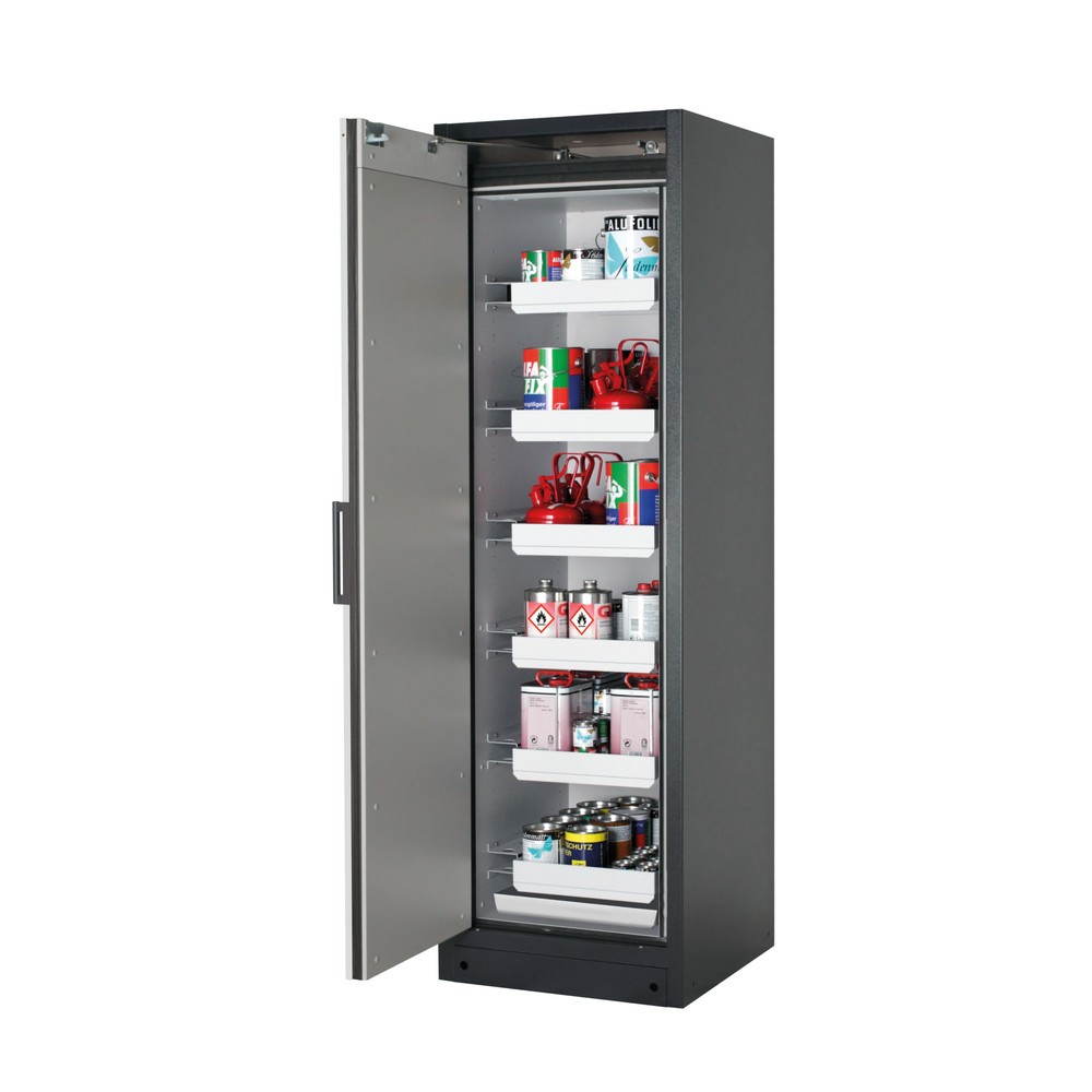 Illustration du produit: Armoire de sécurité asecos® Q-PEGASUS/Type 90, 6 cuves extractibles, HxlxP 1 953 x 599 x 615 mm, gris clair