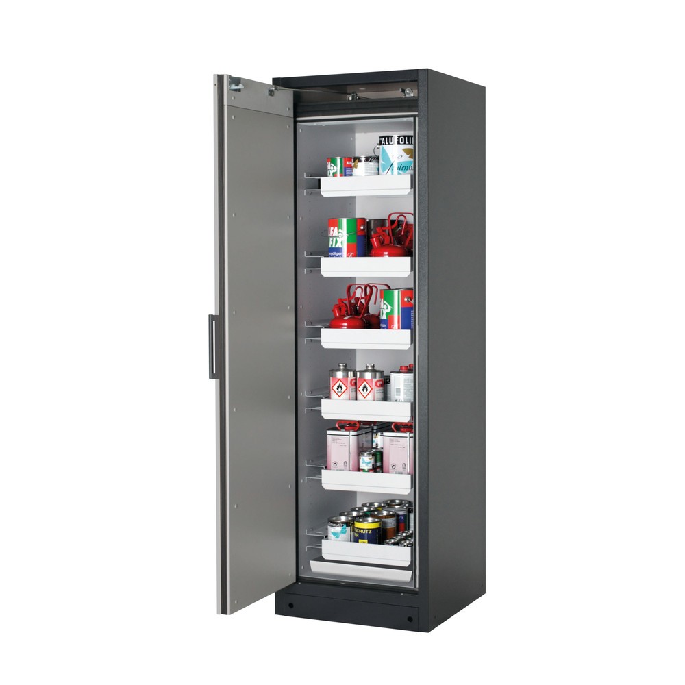 Illustration du produit: Armoire de sécurité asecos® Q-PEGASUS/Type 90, 6 cuves extractibles, HxlxP 1 953 x 599 x 615 mm, aluminium blanc