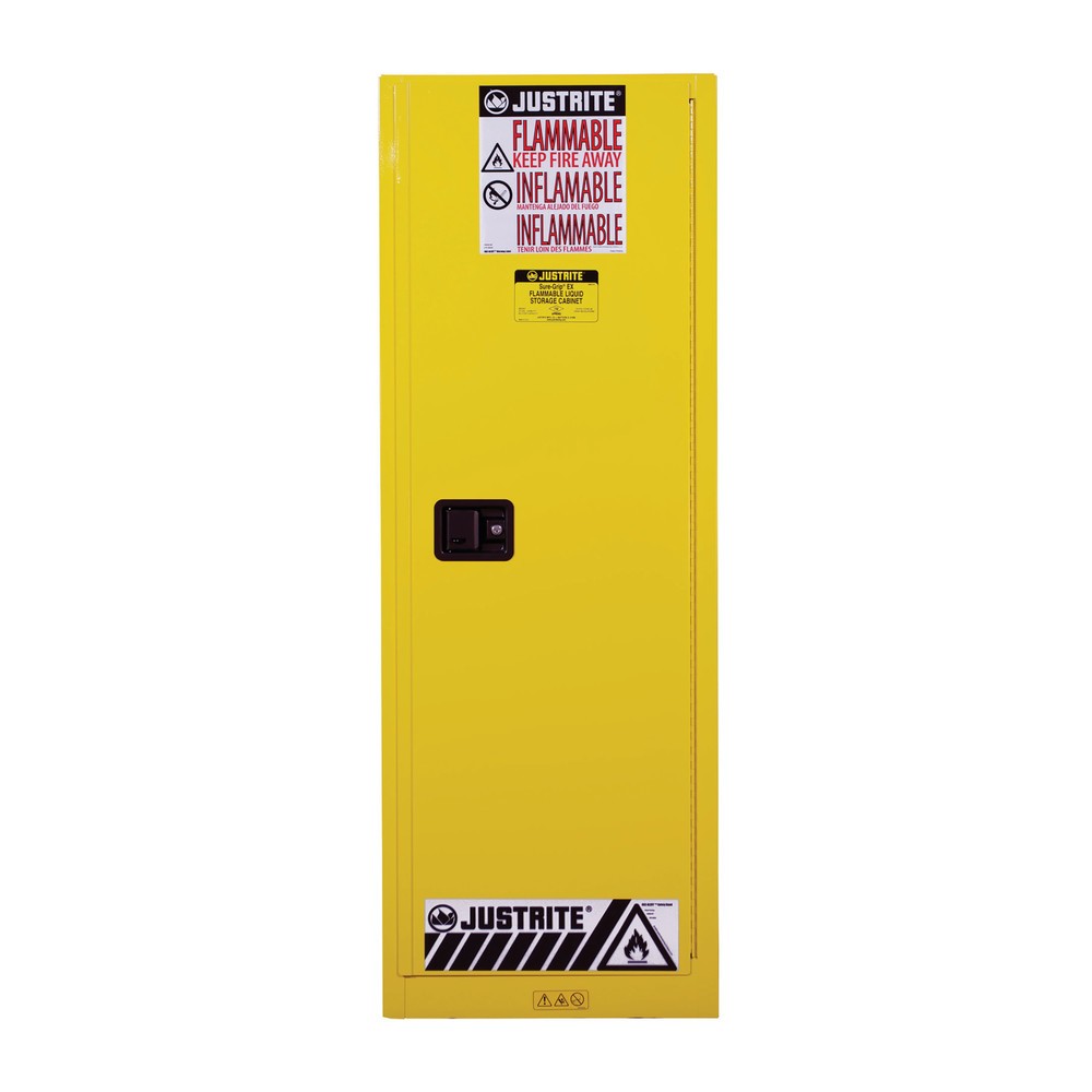Illustration du produit: Armoire de sécurité Slimline Sure-Grip® FM de Justrite®, HxlxP 1.650 x 590 x 460 mm, 3 tablettes, fermeture automatique