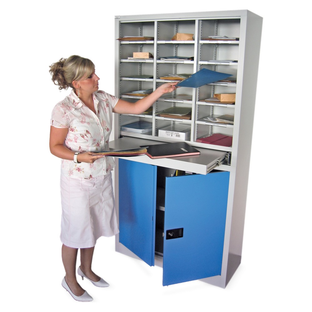 Produktabbildung Nr. 1: Armoire de tri PAVOY, 18 compartiments et armoire à portes battantes, rouge feu, rouge feu