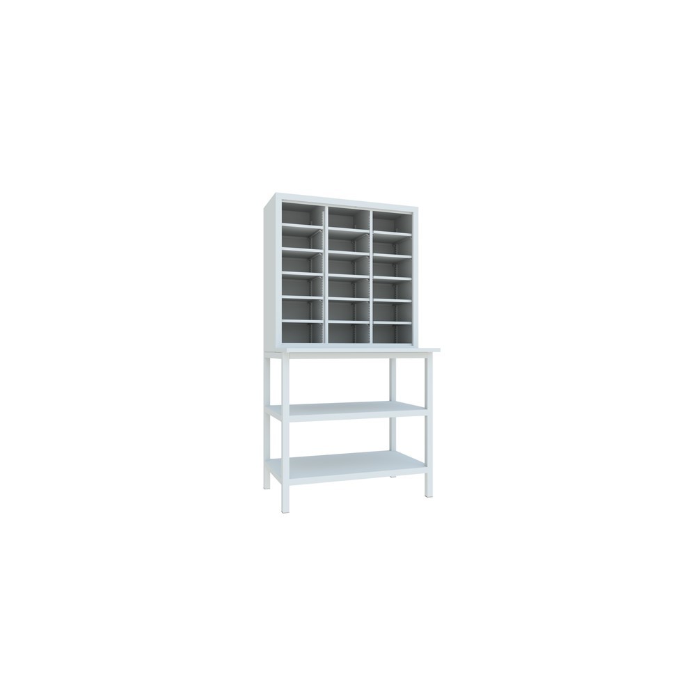 Illustration du produit: Armoire de tri PAVOY, 18 compartiments et meuble bas, gris clair, gris clair