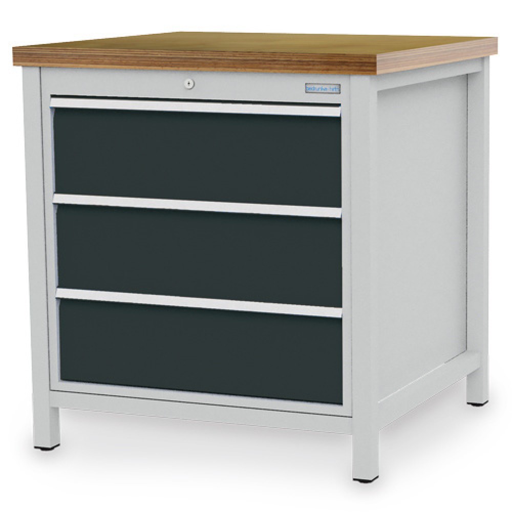 Produktabbildung Nr. 1: Armoire établi R 24-24 Bedrunka+Hirth, H x l x P 859 x 810 x 750 mm, gris clair, gris anthracite, 3 tiroirs 3 x 200 mm