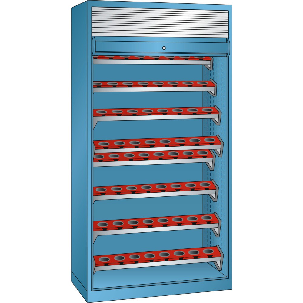 Illustration du produit: Armoire LISTA NC 54x27E, (lxPxH) 1 038x691x1 950 mm, ISO-SK 50, 64 supports, bleu clair