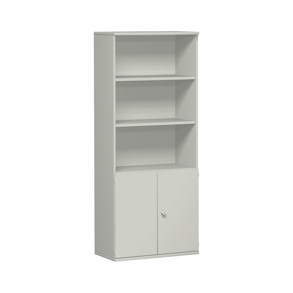 Illustration du produit: Armoire modulaire Profi avec portes en bois, 5 hauteurs de classeurs, gris clair
