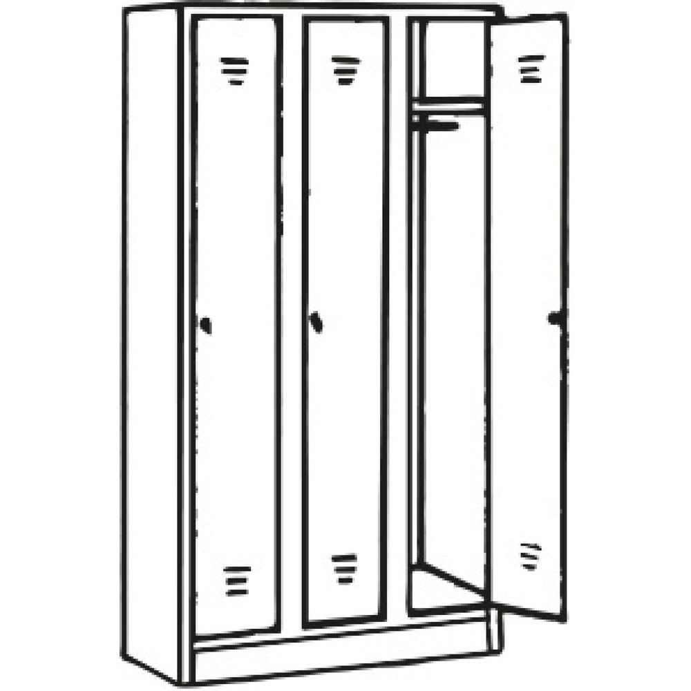 Produktabbildung Nr. 2: Armoire-penderie avec socle HEMMDAL HG-S-2, fermeture à pêne tournant, 3 compartiments, gris clair