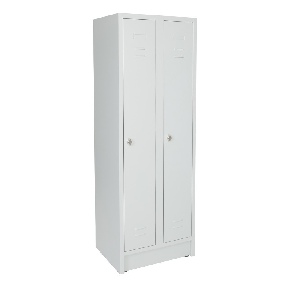 Illustration du produit: Armoire-penderie avec socle HEMMDAL HG-S-2, fermeture à pêne tournant, 2 compartiments, gris clair