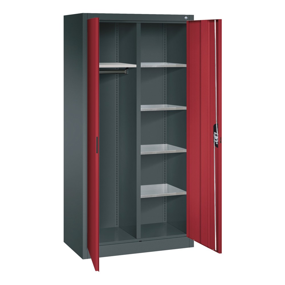 Produktabbildung Nr. 3: Armoire-penderie C+P, 6 compartiments + tringle à vêtements, H x l x P 1 950 x 930 x 500 mm, gris anthracite, bleu clair