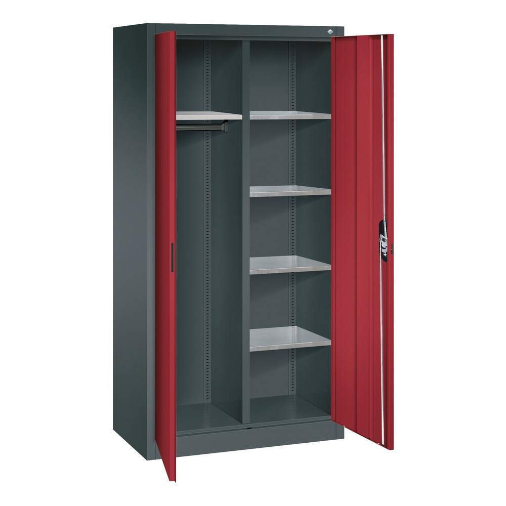 Produktabbildung Nr. 4: Armoire-penderie C+P, 6 compartiments + tringle à vêtements, H x l x P 1 950 x 930 x 500 mm, gris anthracite, rouge rubis