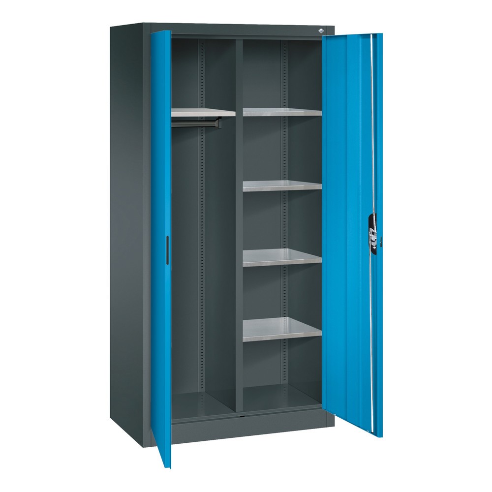 Produktabbildung Nr. 5: Armoire-penderie C+P, 6 compartiments + tringle à vêtements, H x l x P 1 950 x 930 x 500 mm, gris anthracite, bleu clair
