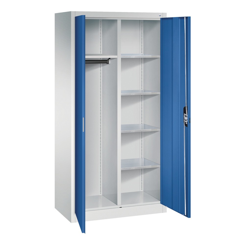 Produktabbildung Nr. 3: Armoire-penderie C+P, 6 compartiments + tringle à vêtements, H x l x P 1 950 x 930 x 500 mm, gris clair, bleu gentiane