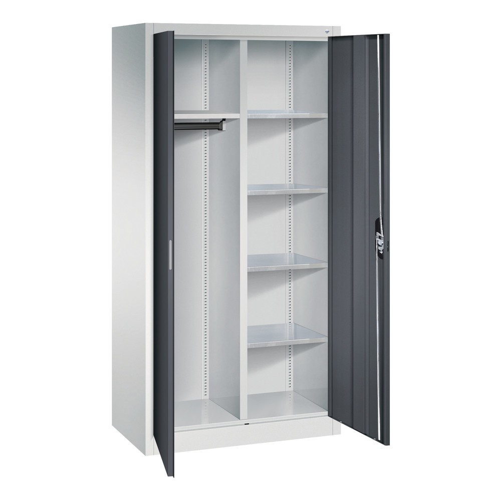 Produktabbildung Nr. 5: Armoire-penderie C+P, 6 compartiments + tringle à vêtements, H x l x P 1 950 x 930 x 500 mm, gris clair, gris noir