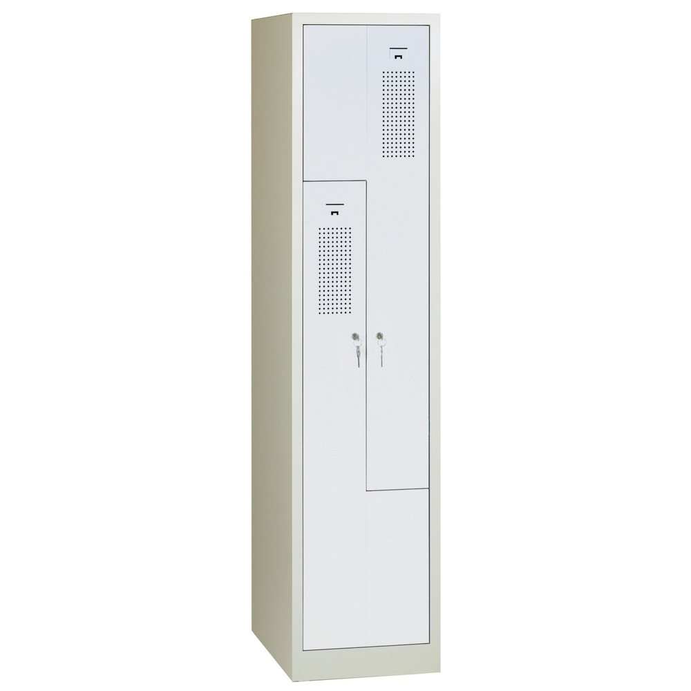 Illustration du produit: Armoire-penderie en Z HEMMDAL HDZ-1, serrure à cylindre, 2 compartiments, gris clair