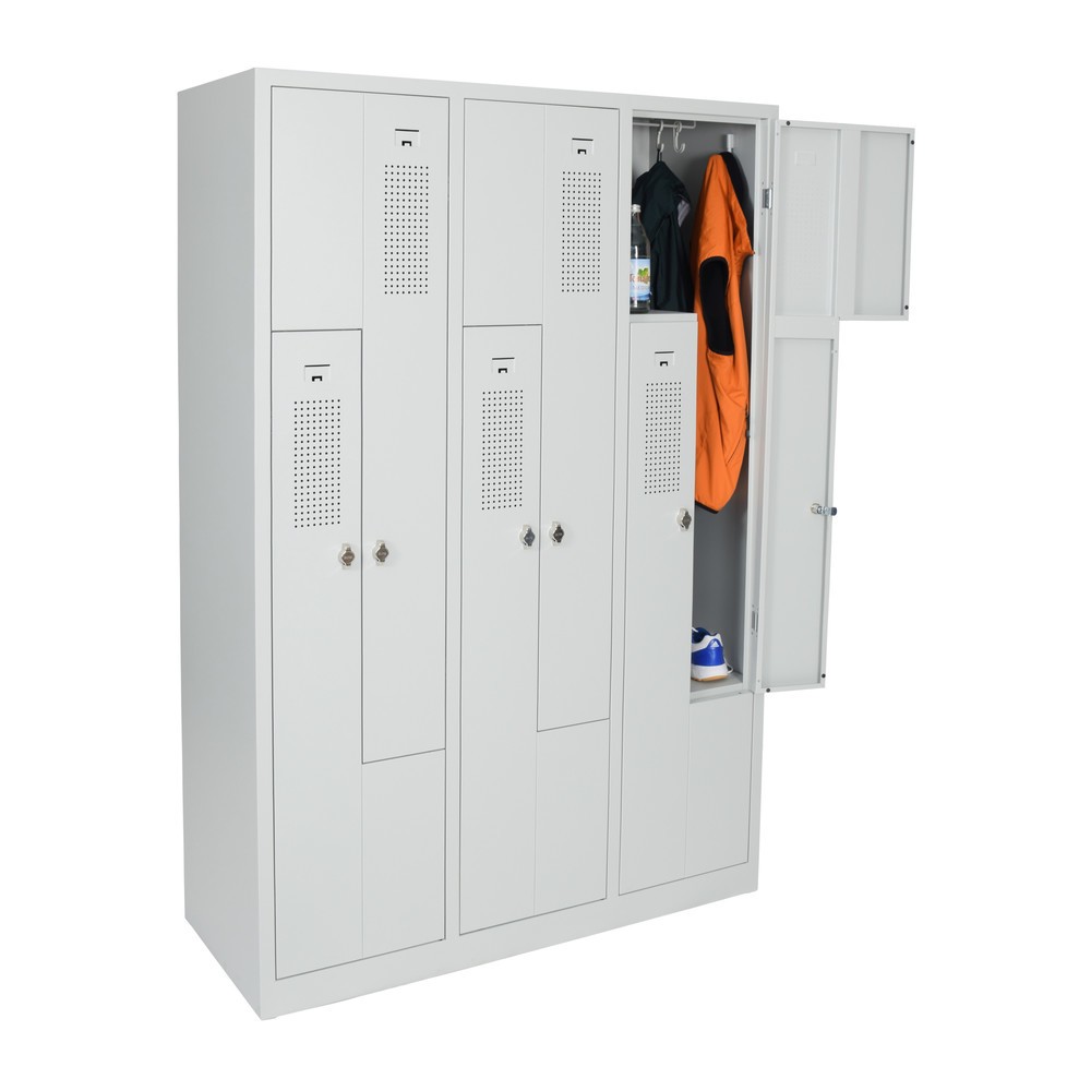 Produktabbildung Nr. 4: Armoire-penderie en Z HEMMDAL HDZ-1, serrure à cylindre, 6 compartiments, gris clair