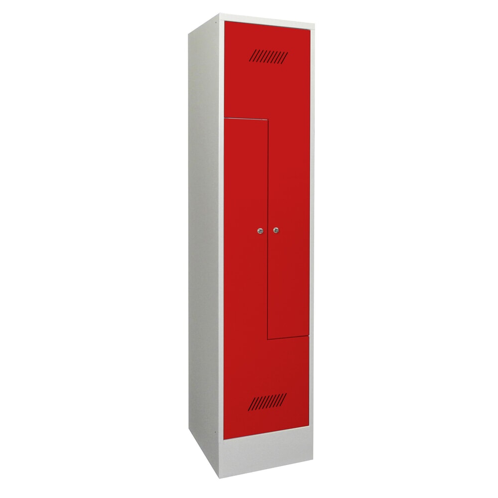 Produktabbildung Nr. 1: Armoire-penderie en Z PAVOY, 2 compartiments, H x l x P 1 850 x 430 x 500 mm, rouge feu, gris clair