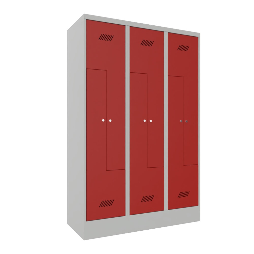Produktabbildung Nr. 1: Armoire-penderie en Z PAVOY, 6 compartiments, H x l x P 1 850 x 1 230 x 500 mm, rouge feu, gris clair