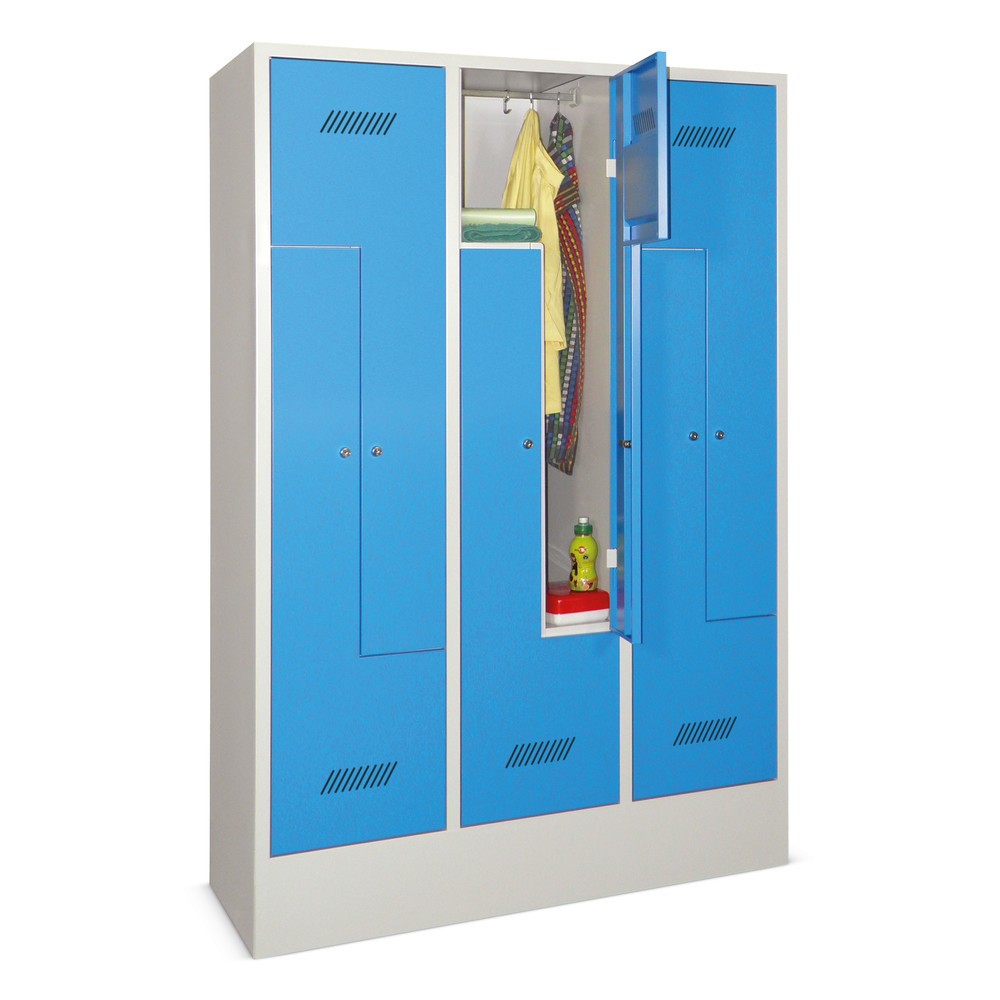 Produktabbildung Nr. 2: Armoire-penderie en Z PAVOY, 6 compartiments, H x l x P 1 850 x 1 230 x 500 mm, rouge feu, gris clair