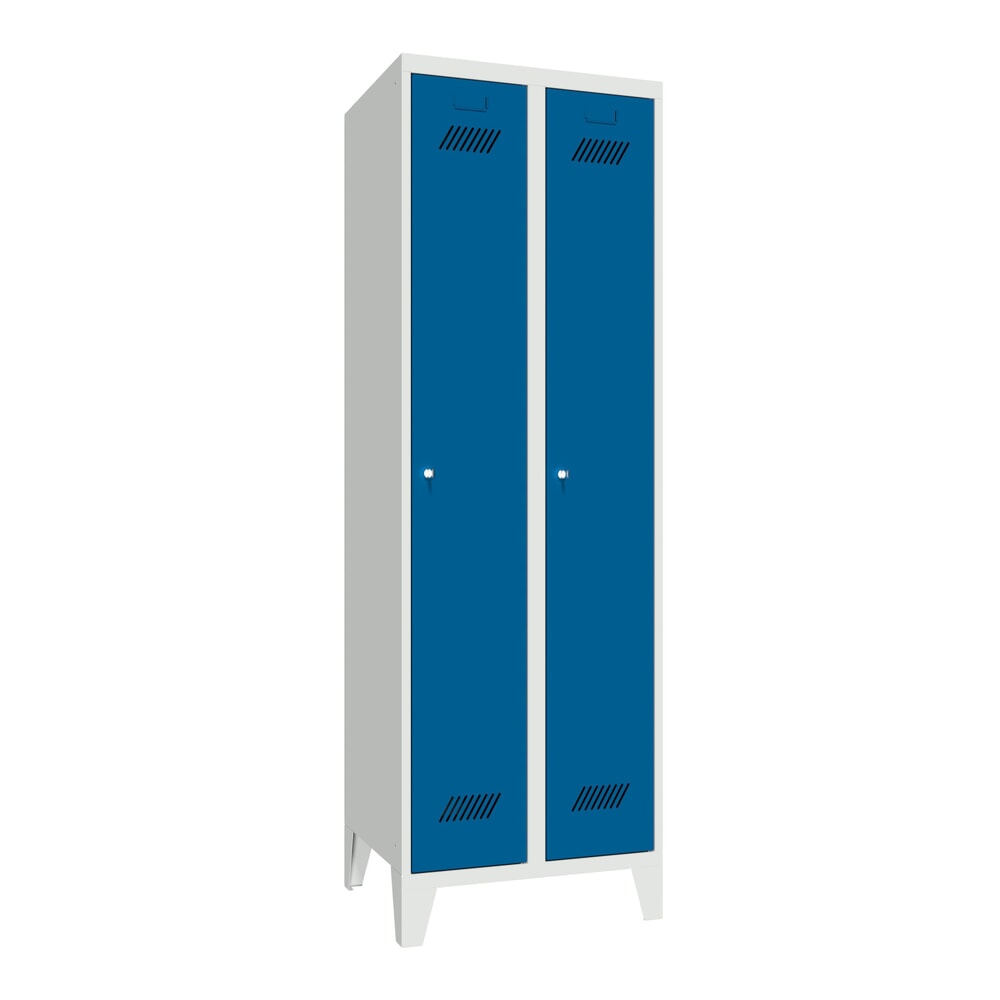 Illustration du produit: Armoire-penderie PAVOY avec pieds + serrure à cylindre, 2 compartiments, H x l x P 1 850 x 630 x 500 mm, bleu gentiane, gris clair
