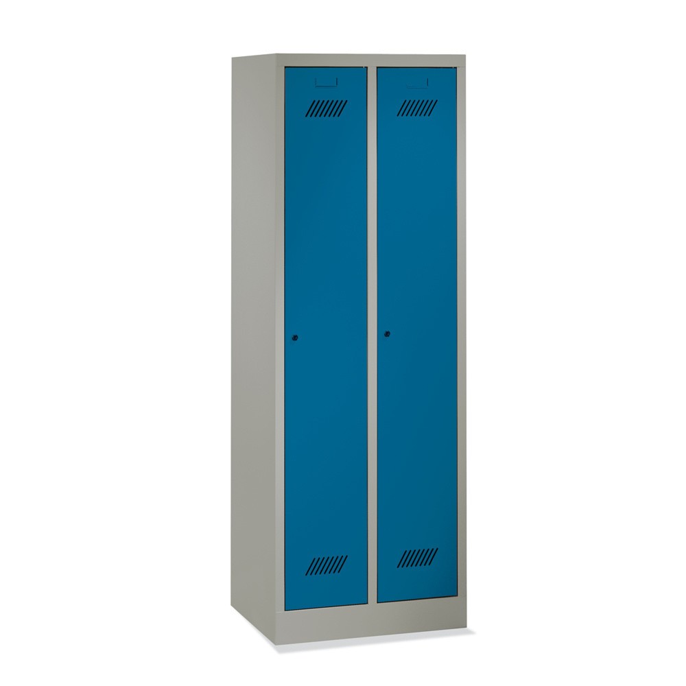 Illustration du produit: Armoire-penderie PAVOY avec socle + fermeture à pêne tournant, 2 compartiments, H x l x P 1 850 x 630 x 500 mm, rouge feu, gris clair
