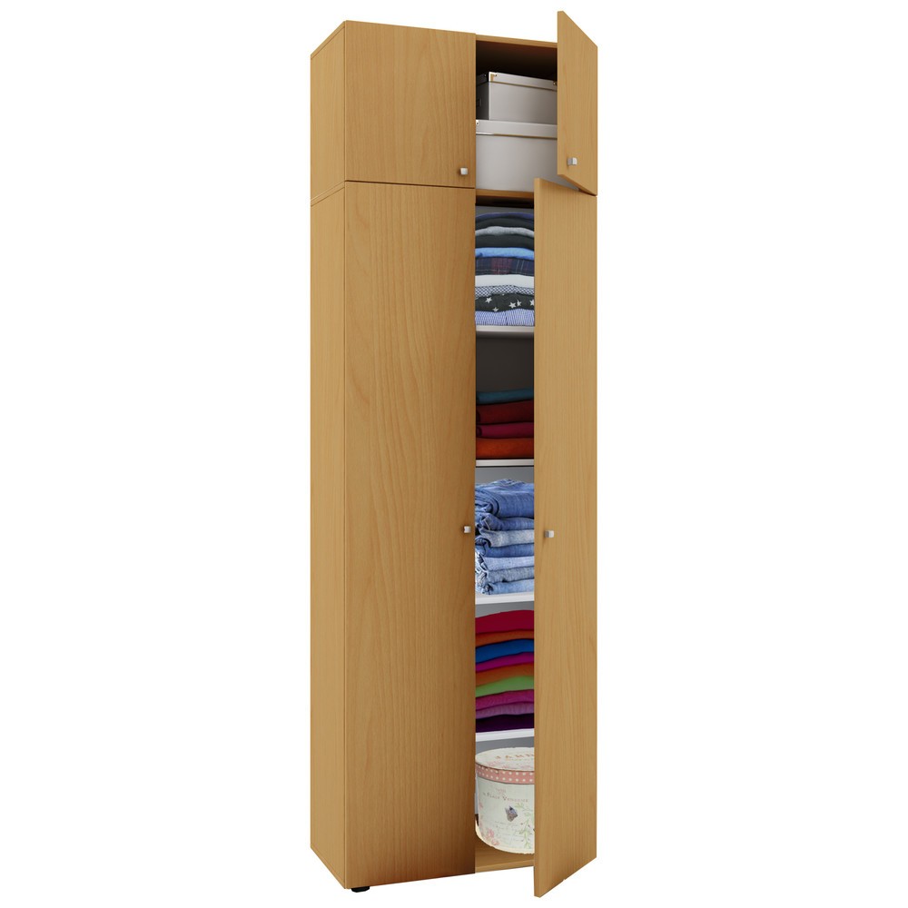 Illustration du produit: Armoire polyvalente Vandol I, avec portes et surmeuble, hêtre