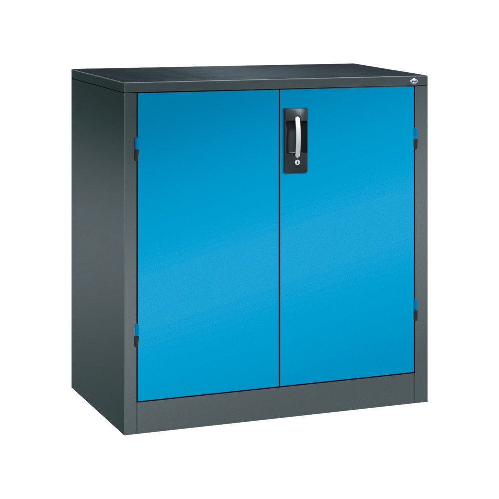Illustration du produit: Armoire pour charges lourdes C+P avec 1 tablette, H x l x P 1 000 x 930 x 500 mm, gris anthracite, bleu clair