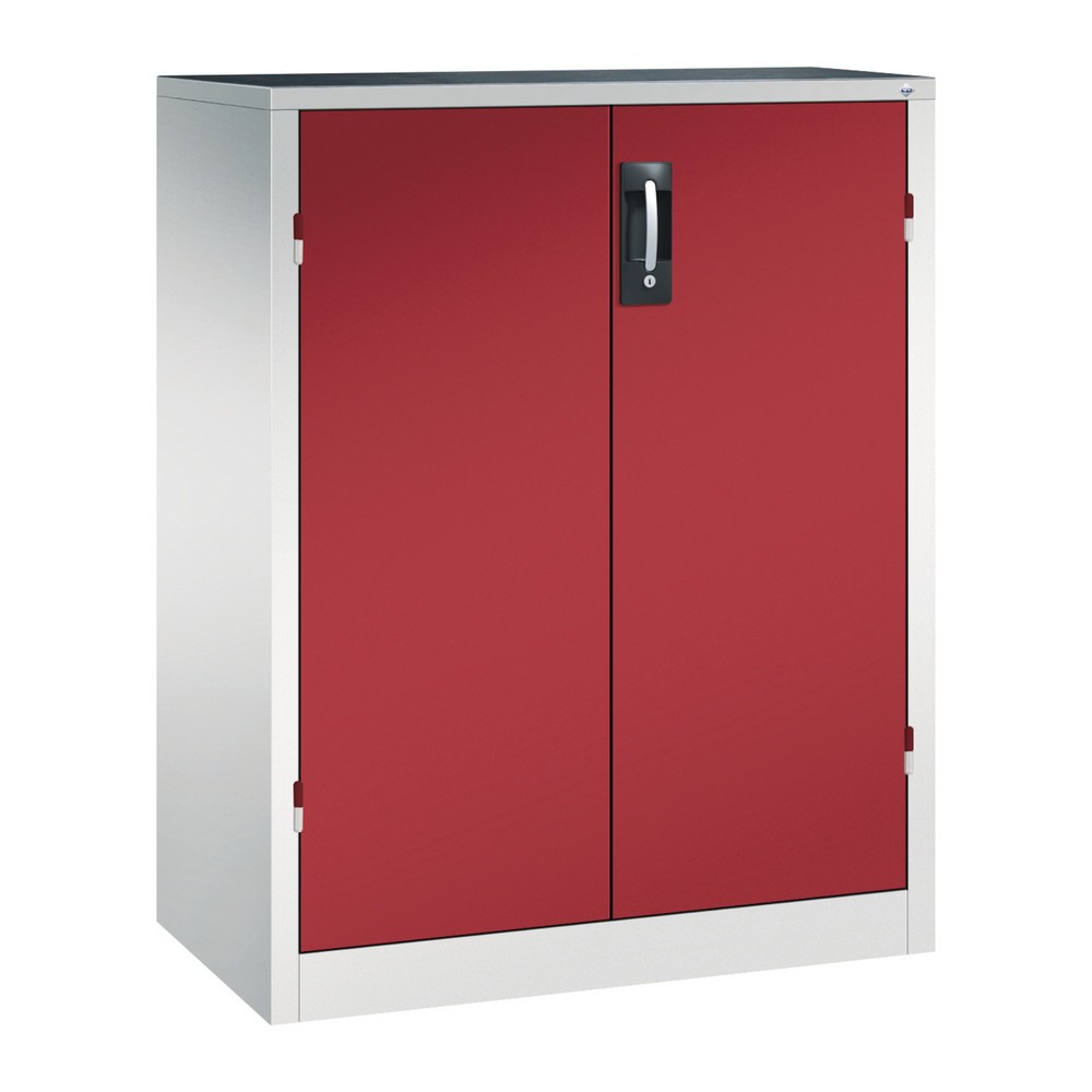 Illustration du produit: Armoire pour charges lourdes C+P avec 2 tablettes, H x l x P 1 200 x 930 x 500 mm, gris clair, rouge rubis