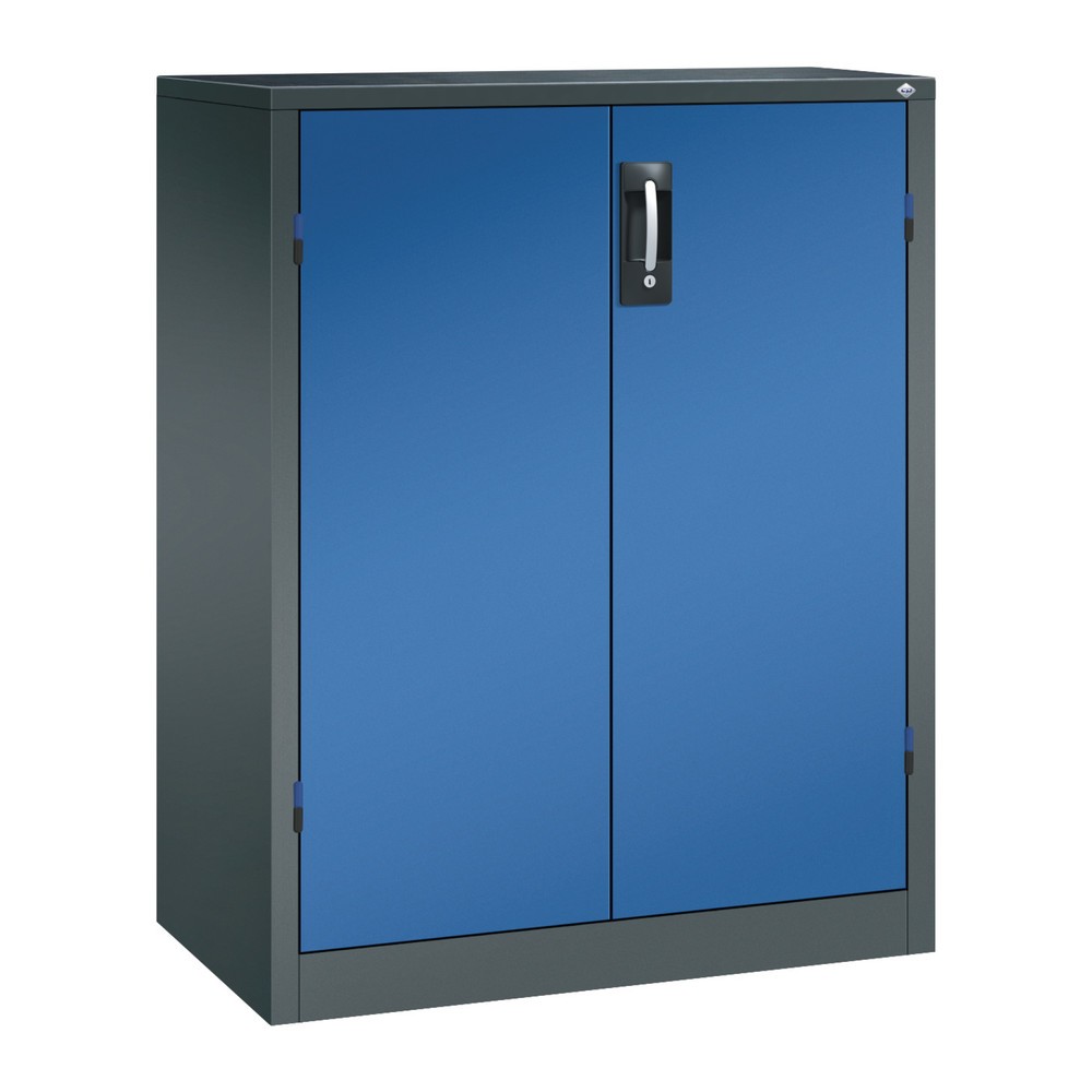 Illustration du produit: Armoire pour charges lourdes C+P avec 2 tablettes, H x l x P 1 200 x 930 x 500 mm, gris anthracite, bleu gentiane