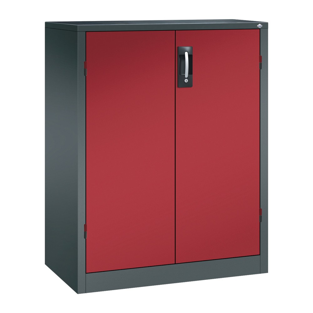 Illustration du produit: Armoire pour charges lourdes C+P avec 2 tablettes, H x l x P 1 200 x 930 x 500 mm, gris anthracite, rouge rubis